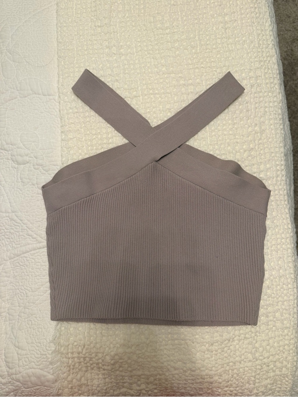 Aritzia Ribbed Cross-Back Crop Tank - Mauve Taupe - Picture 2 of 3